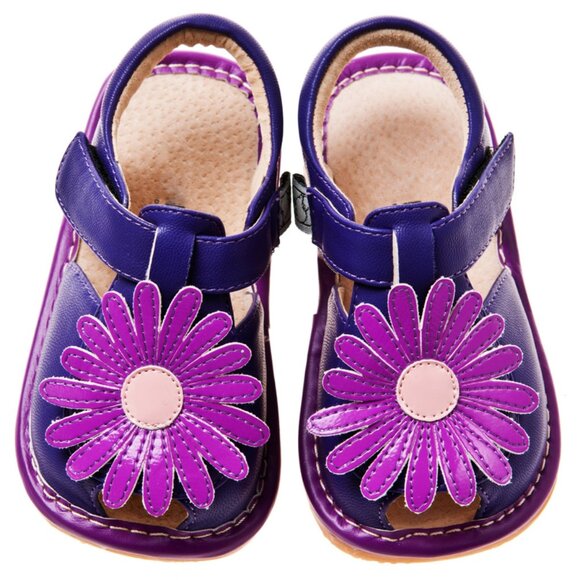 NEW ⭐️ Purple Squeaky Daisy Sandals - Baby Sizes 3 and 5 - Picture 1 of 8